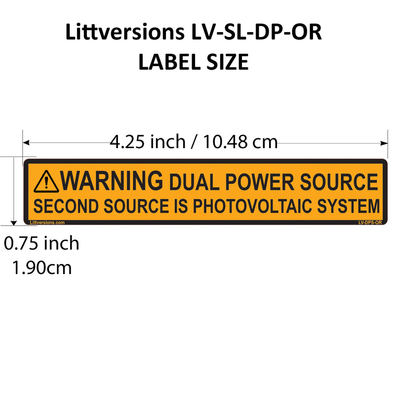 4.125"x 0.75" Solar NEC Compliant Outdoor Rated Laminated Warning Dual Power Source Photovoltaic PV System Labels Sticker 2020-2023 Code 149887 UL-969 Standard 596-00495 596-00665