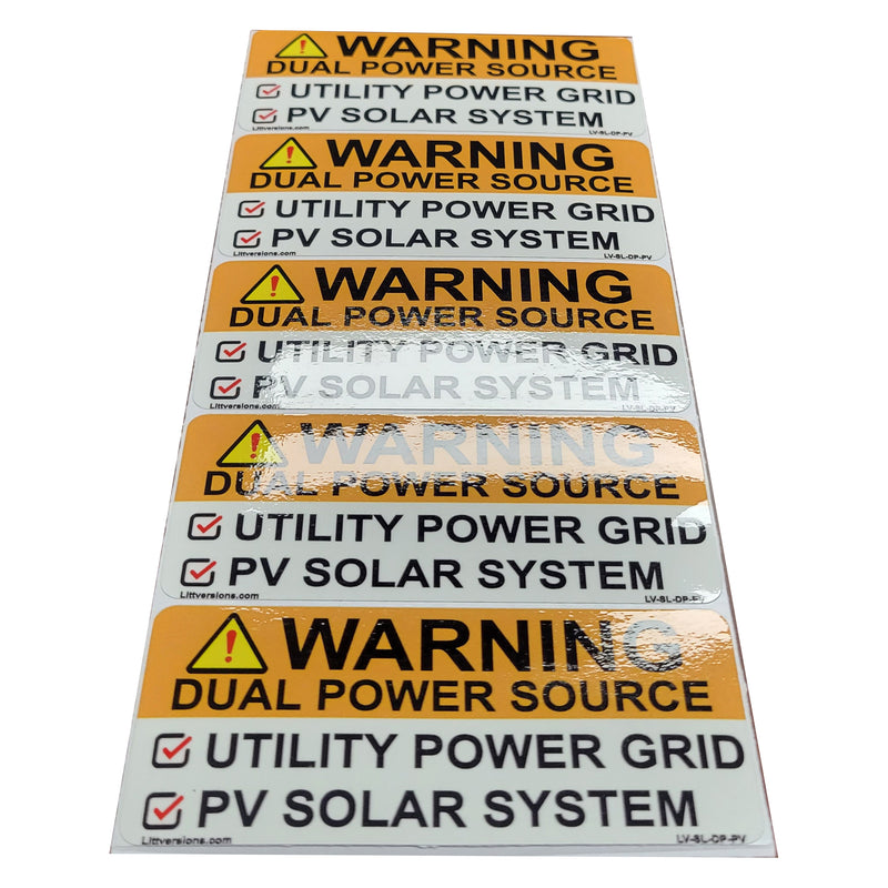 10 Pack 4"x 2" Solar NEC Compliant CA Waring Dual Power Source Utility Power Grid Photovoltaic PV Solar System Outdoor Rated Laminated Sticker Notice Labels Waterproof 2020-2023