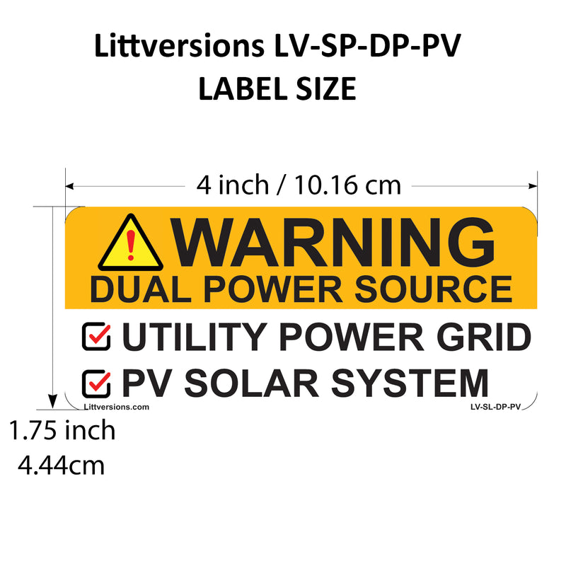 10 Pack 4"x 2" Solar NEC Compliant CA Waring Dual Power Source Utility Power Grid Photovoltaic PV Solar System Outdoor Rated Laminated Sticker Notice Labels Waterproof 2020-2023