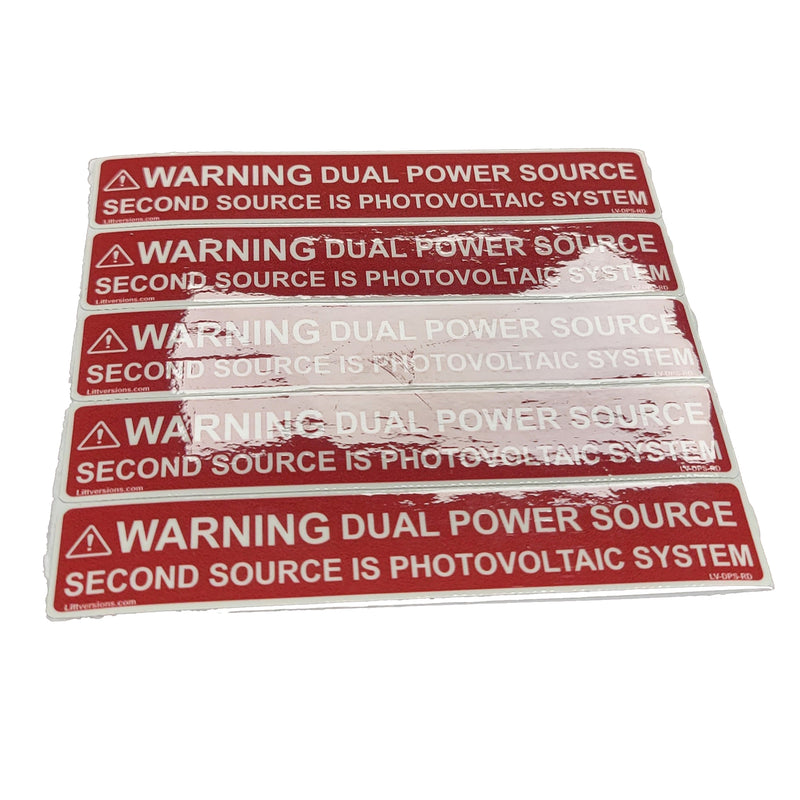 16 Pack 4.125"x 0.75" Solar NEC Compliant Outdoor Rated Laminated CA Warning Dual Power Source Photovoltaic PV System Labels Sticker 2020-2023 Code 149887 OSHA UL-969 Standard 596-00231