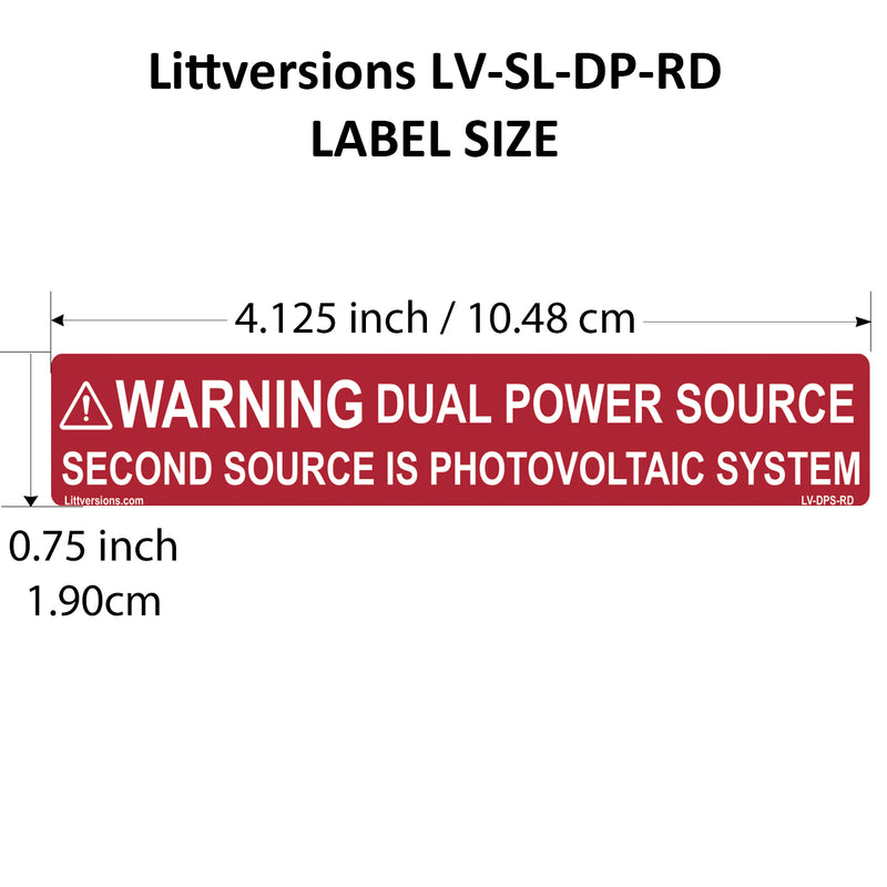 16 Pack 4.125"x 0.75" Solar NEC Compliant Outdoor Rated Laminated CA Warning Dual Power Source Photovoltaic PV System Labels Sticker 2020-2023 Code 149887 OSHA UL-969 Standard 596-00231
