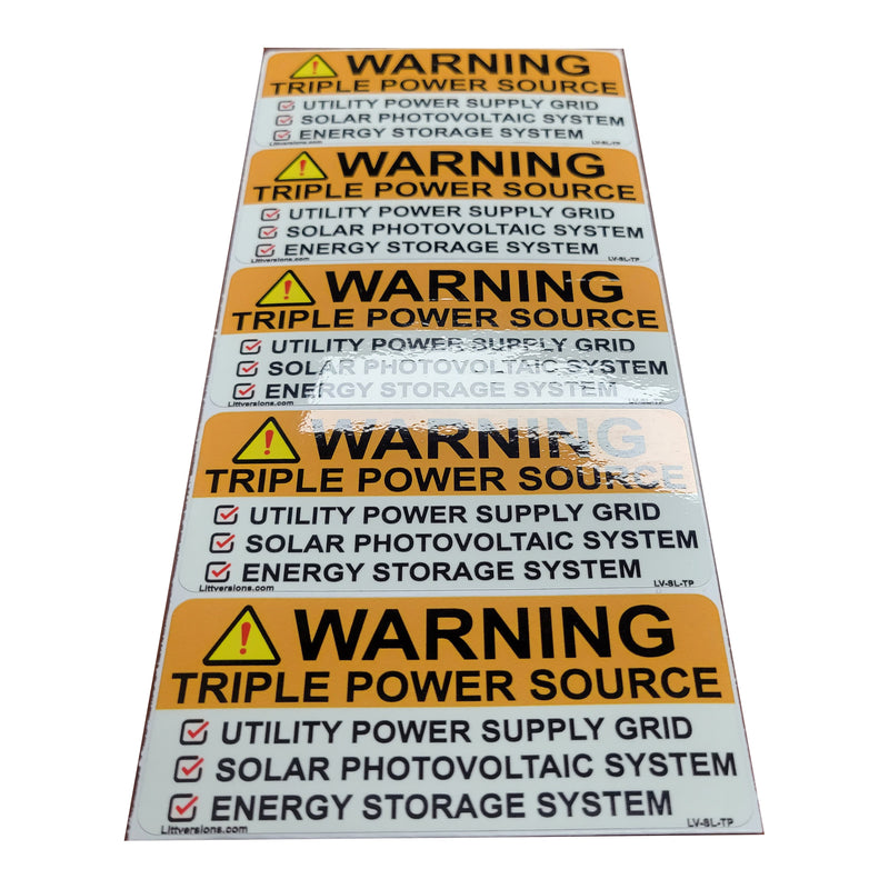 10 Pack 4"x 2" NEC Outdoor Rated Laminated Solar Warning Triple Power Source Utility Power Grid Solar Photovoltaic Energy Storage System Labels Sticker Notice Warning Waterproof
