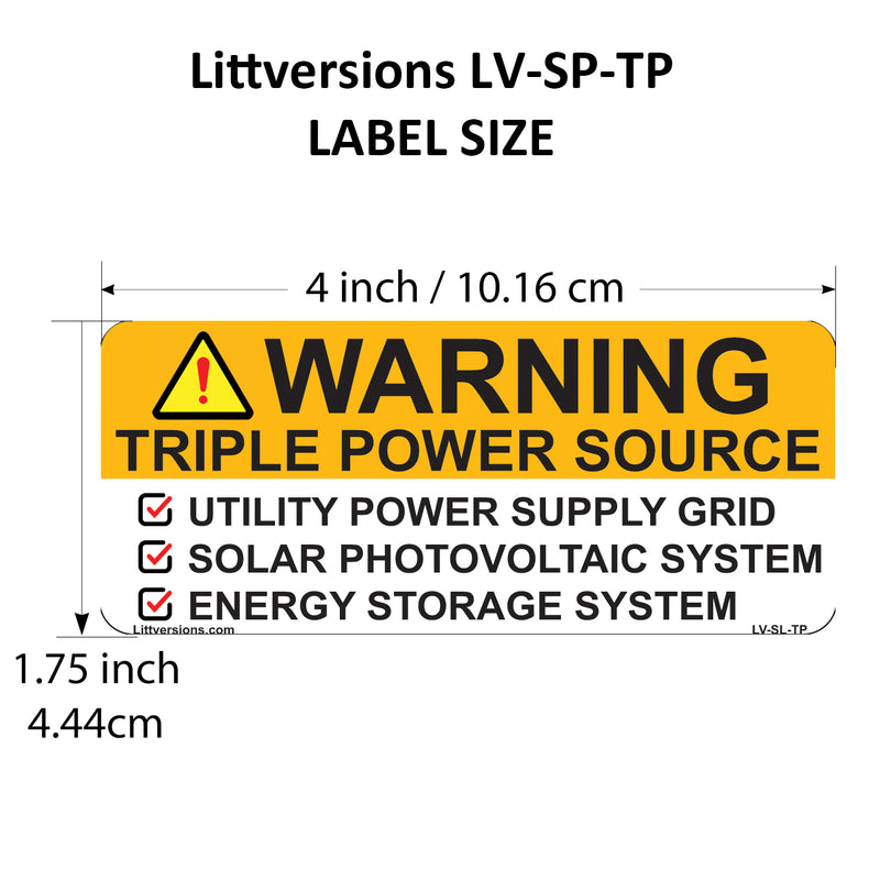 10 Pack 4"x 2" NEC Outdoor Rated Laminated Solar Warning Triple Power Source Utility Power Grid Solar Photovoltaic Energy Storage System Labels Sticker Notice Warning Waterproof