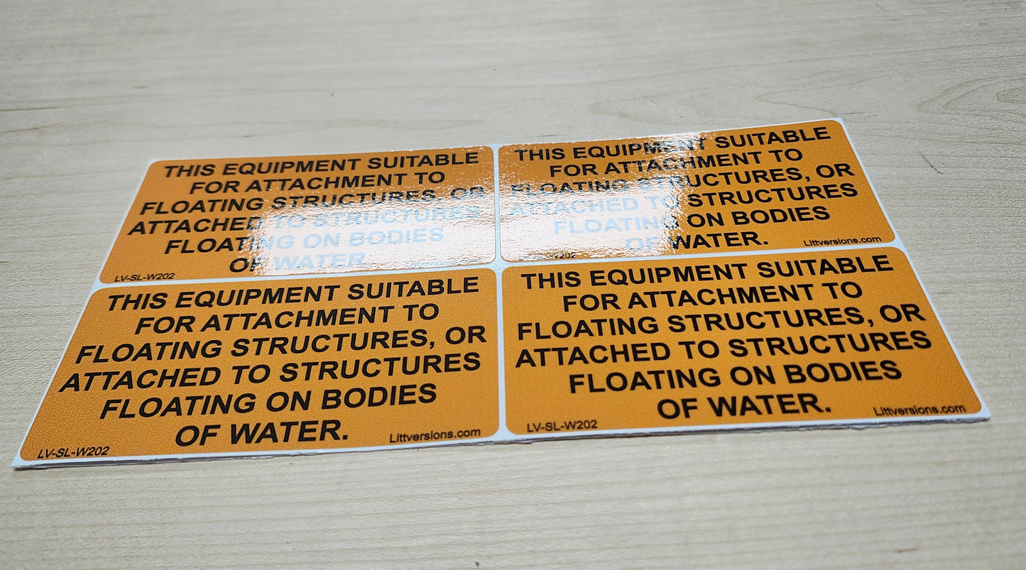 10 Pack 4.125"x 2" Solar NEC Compliant Equipment suitable for attachment to floating structures or bodies of waterOutdoor Rated Laminated Labels Sticker UL-969 Standard