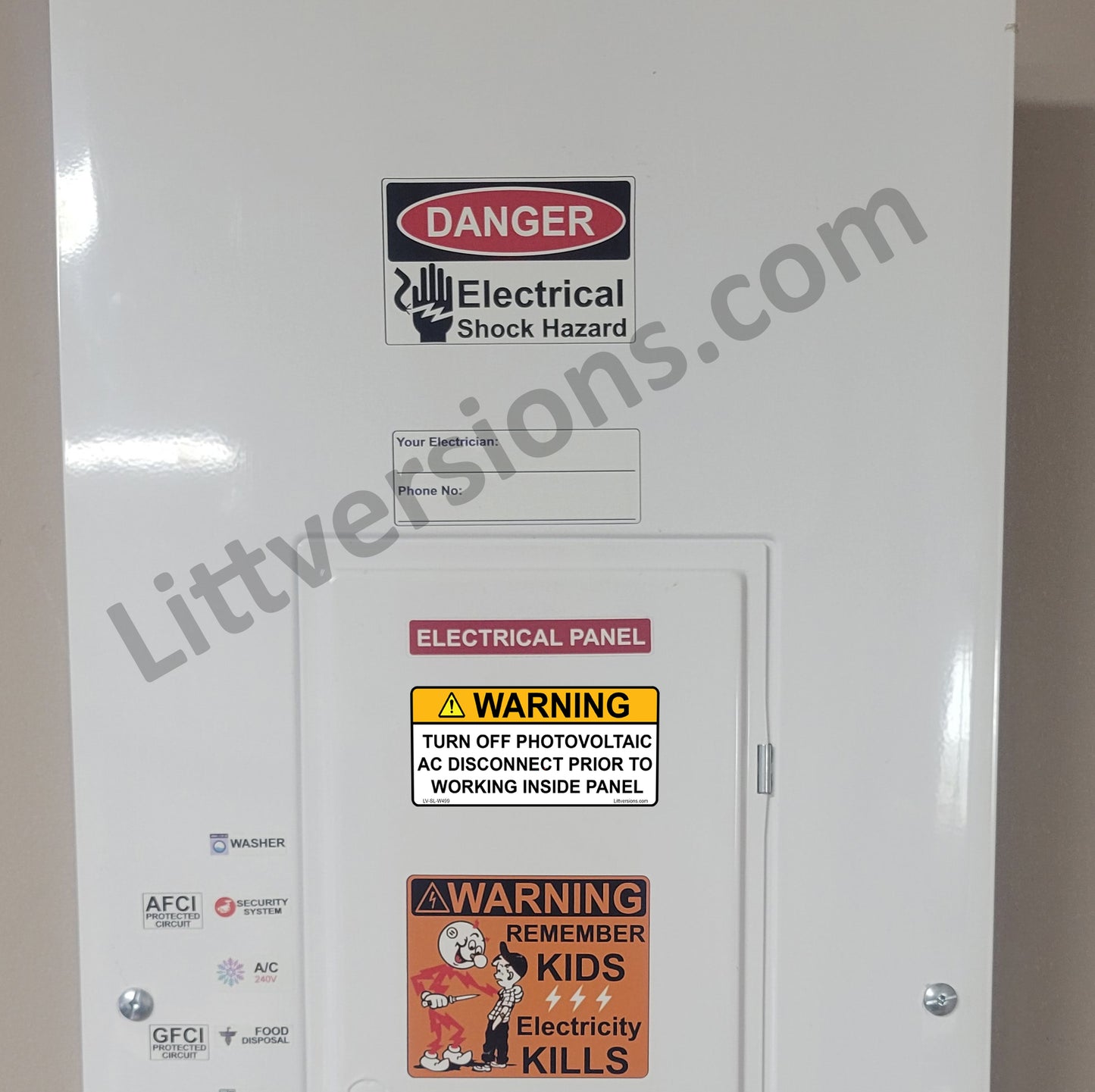 20 Pack 4.125"x 2" Solar NEC Compliant Outdoor Rated Laminated Warning Turn off PV AC Disconnect Prior to Working Inisde Panel Labels Sticker 149891 UL-969 Standard 596-00499 596-00664