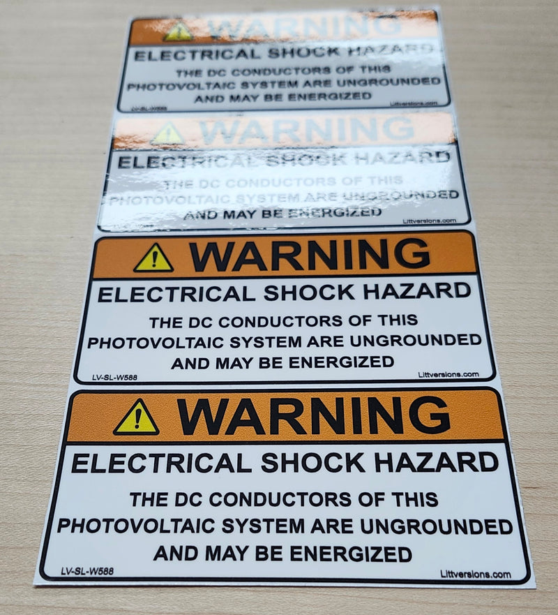 10 Pack 4.125"x 2" Solar NEC Compliant Outdoor Rated Laminated Warning Electrical Shock Hazard DC Conductors…Energized Labels Sticker 149886 UL-969 Standard 596-00588 596-00662