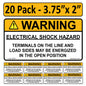 20 Pack 3.75"x 2" Solar NEC Compliant Outdoor Rated Laminated Warning Electrical Shock Hazard Terminals on the line…Open Position Labels Sticker 149868 UL-969 Standard 596-00878