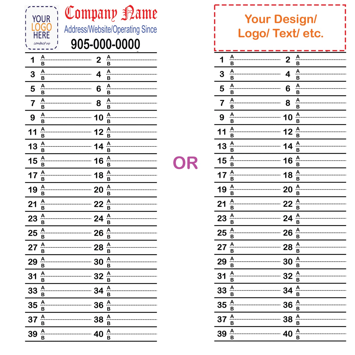 Custom Bulk (100-1000 Pcs) Panel Directory Labels