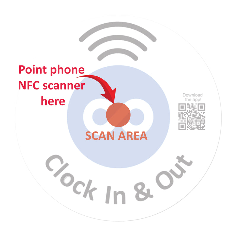 Circle Replacement Connecteam Label Black/White 4/8/12" with Ready to use NFC 215 Tags for Clock in & Out -Rewriteable NFC tag (Copy)