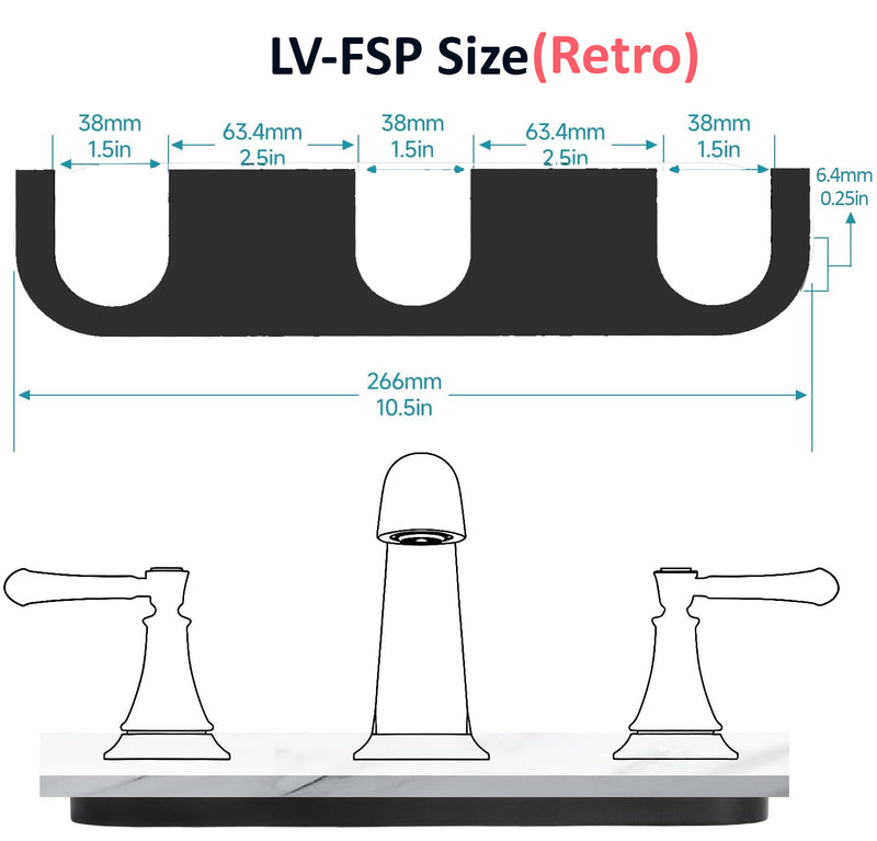 Slotted Repair Plate Kitchen/Bathroom Universal Fit Delta Victorian, Leland & Pilar Under Sink 3-Hole Support Bracket for Stainless Steel Sinks Prevents Faucet Wobble & Sagging, Black Finish