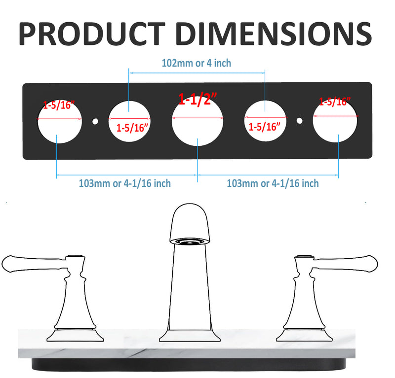 Replacement Waterline Escutcheon Deck Repair Plate for Kitchen or Bathroom Faucets - Universal Fit, Sink Cover Baseplate Reinforces Counters and Provides Stable Faucet Maintenance