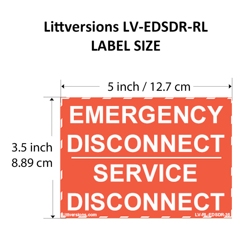 5"x 3.5" Red Reflective Laminated NEC Compliant Emergency Disconnect Service Labels Sign Notice Danger Sticker Panel Heavy Duty Pressure Sensitive Ultra Durable Electrical Lock Out