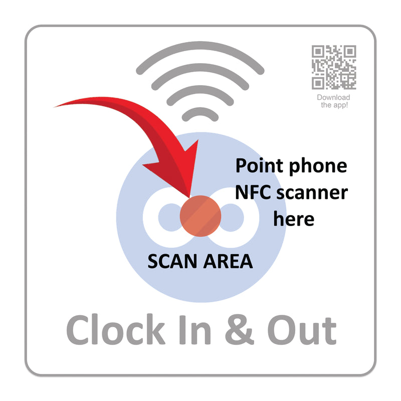 Square Replacement Connecteam Label Black/White 4/8/12" with Ready to use NFC 215 Tags for Clock in & Out -Rewriteable NFC tag (Copy)