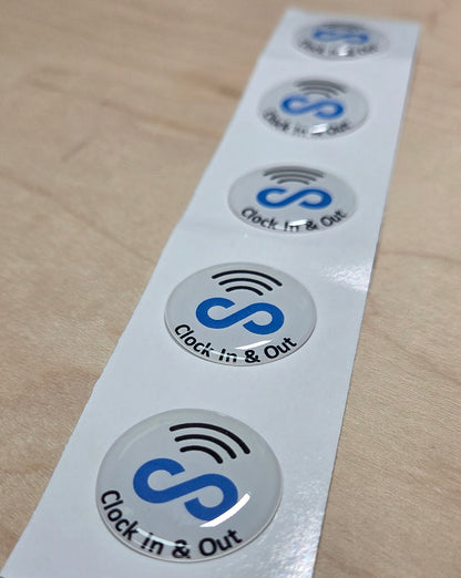5 Pack 1" White Round Replacement Connecteam Label with Ready to use NFC 213 Tags for Clock in & Out -Rewriteable NFC tag