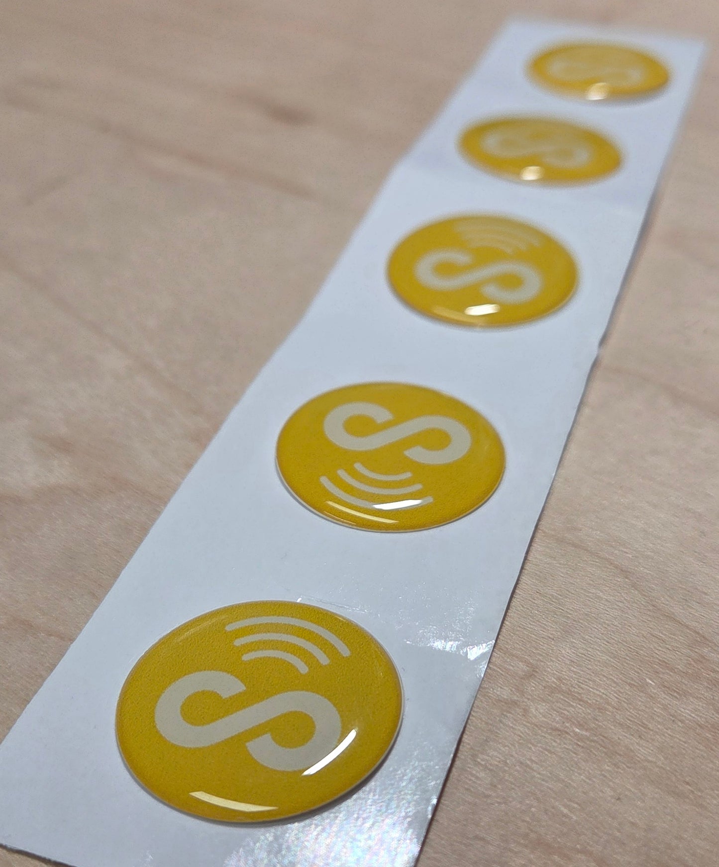 5 Pack 1" Yellow Round Replacement Connecteam NFC Tag with Ready to use NFC 213 Tags -Rewriteable NFC tag