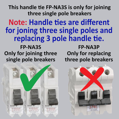 2-Pack HTNA Handle Ties for joining Three single Federal Pioneer FPE Stab-Lok Breakers  (NA/NB Type)