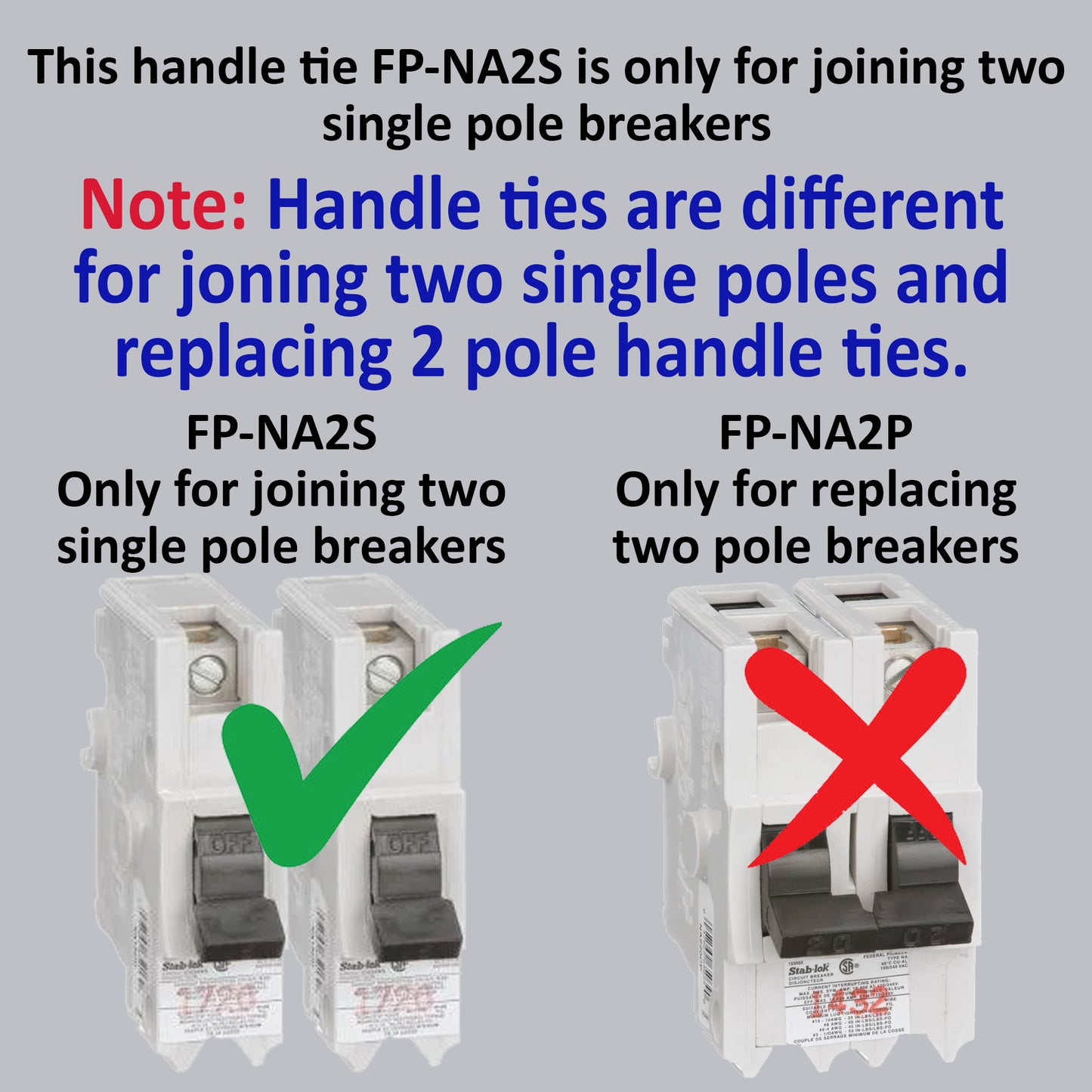 5-Pack HTNA Handle Ties for joining two single Federal Pioneer FPE Stab-Lok Breakers  (NA/NB Type)