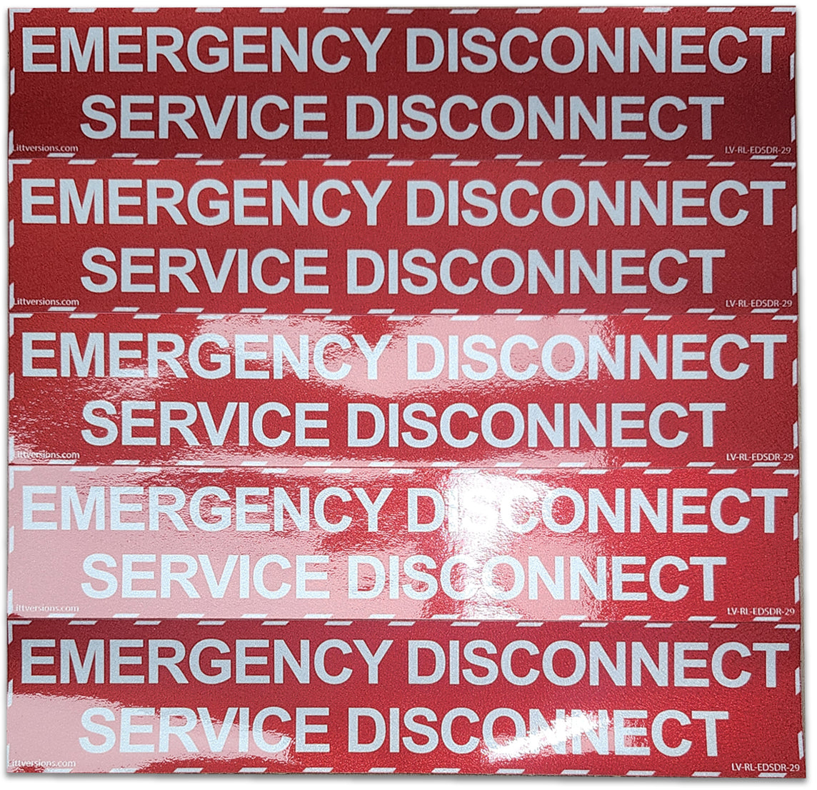 5 Pack 9" x 1-3/4" Reflective NEC Compliant Emergency Disconnect Service Outdoor Laminated Labels Decal Sign Notice Sticker Danger Vinyl Waterproof Electrical Panel