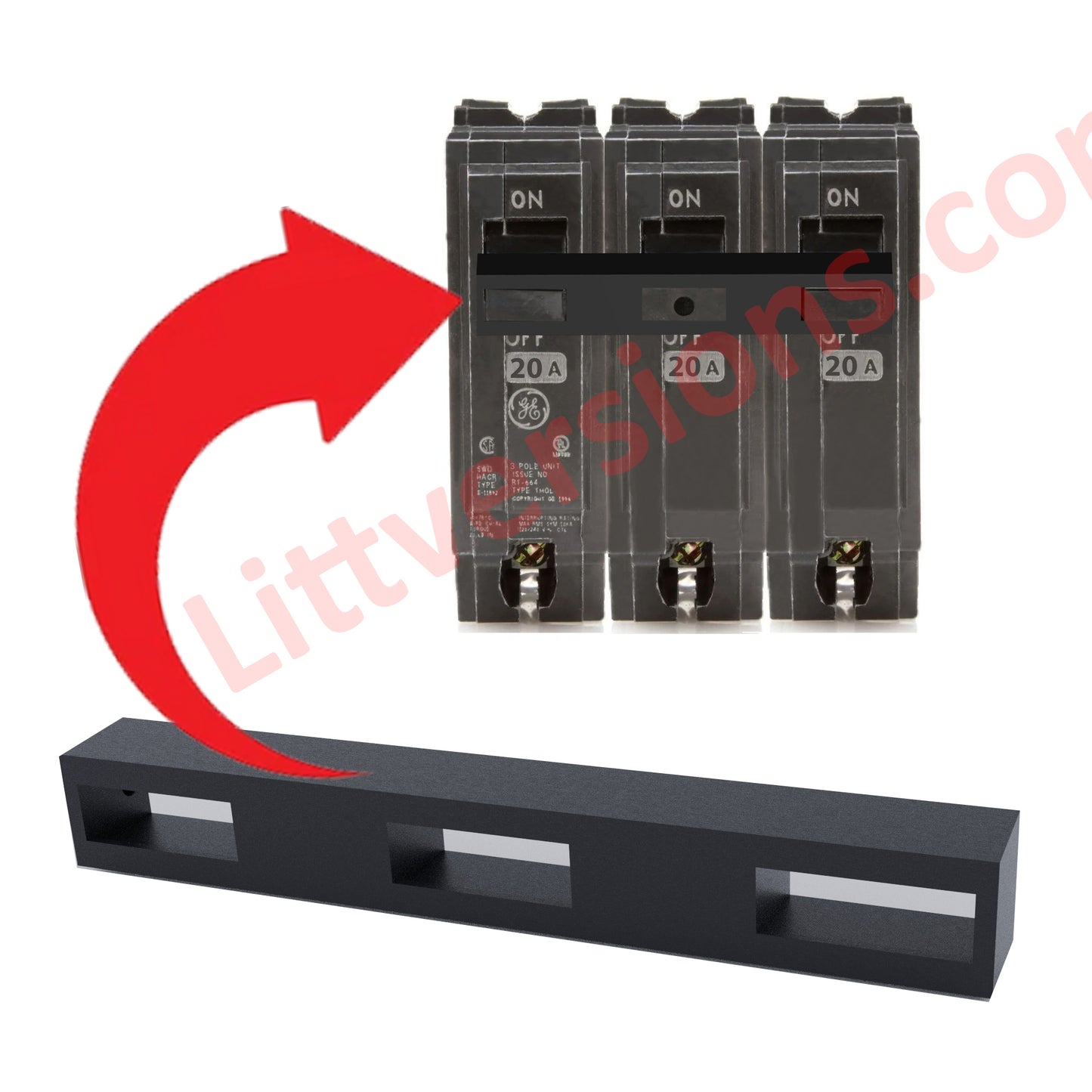 2 Pack Handle Tie Join 3 Single Pole or 3 Pole 1" Wide Replacement for GE General Electric Electrical Breakers Common Trip Breakers Circuit Breaker THQL/THQB TQ3HTK TEYXHT3