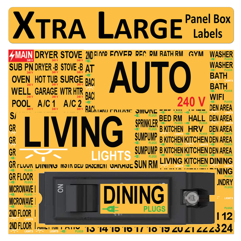 Extra Large White/Black/Yellow 0.5x1.23 inch Professional 2026 Electrical Panel Box Labels Decals Stickers for Home Office Directory Switch Fuse Bright Colors Durable Suited for Golden Years Vinyl